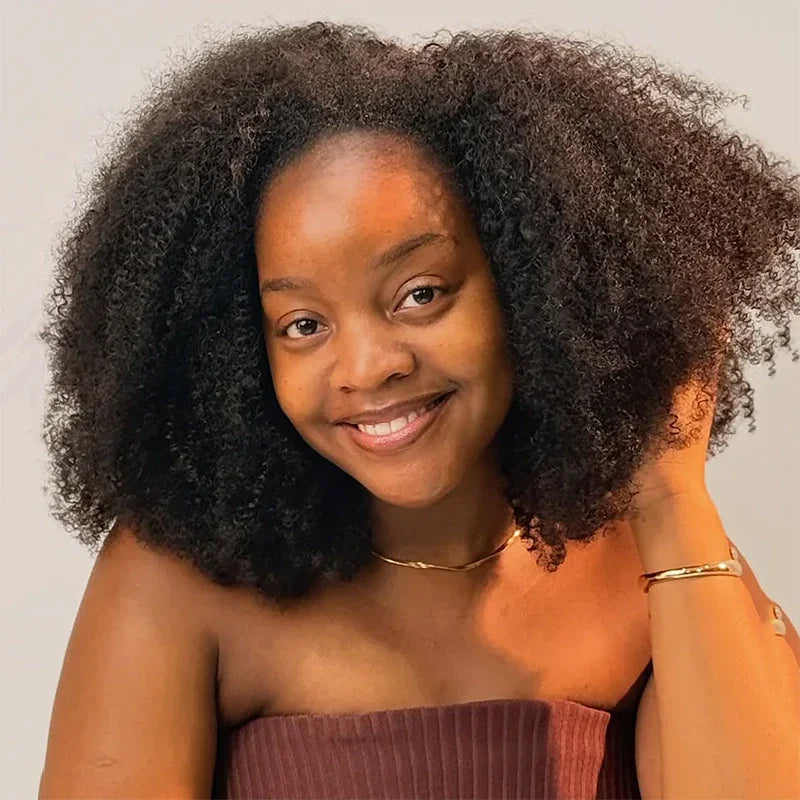 Populaire Glueless Nœuds Pré-blanchis Kinky Curly 4x4 13x4 Perruque Sans Colle 250% Densité