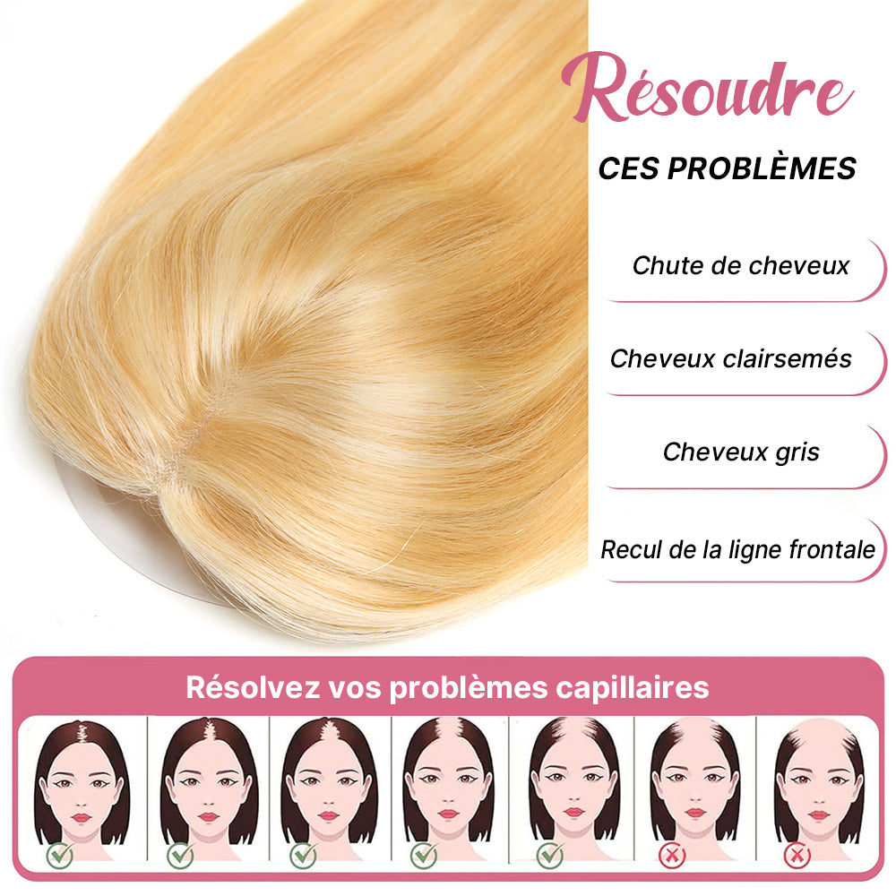 27/613 Complément capillaire Dentelle 5x5 Top Piece Balayage  Coupe Dégradée Fluide (Non Perruque)