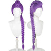 🎃Halloween Perruque Longue Tressée Violette Pour Cosplay Déguisement Cheveux Synthétiques