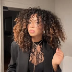 Glueless Brun Ombré Wear Go Perruque Bob Sans Colle Avec Frange Bouclé 250% Densité