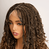 Perruque Tressée Bohème Ombre Brun En Dentelle Intégrale Avec Cheveux Bébé Synthétique 300% Densité