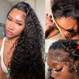 13x4 HD Lace frontale Deep Wave Perruque Cheveux Humains Brésilien