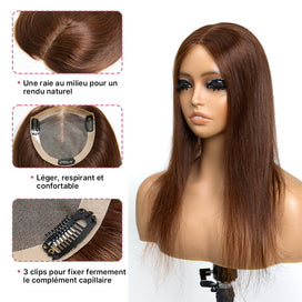 Volumateur de Cheveux Brun Lace 5x5 6x6 avec 5 Clips Complément Capillaire Naturel