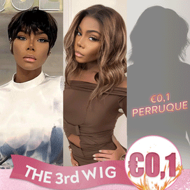 𝟑ᵉ 𝐩𝐞𝐫𝐫𝐮𝐪𝐮𝐞 𝐚̀  €𝟎,𝟏🔥Glueless Perruque 13x4 Ondulé 10"+Glueless Pixie Perruque Straight Taille Modèle