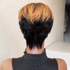 Perruque Pixie Bicolore Châtain Clair & Blanc Glueless avec Frange Droite et Pattes Sculptées