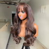 Doux Et Brillant Glueless Sans Nœud Couleur Brun Chocolat 4x4 Perruque Sans Colle Avec Frange