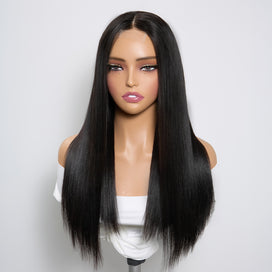 Luxueux Sans Colle Perruque Bone Straight Noir Vietnamienne 300% Densité Lisse