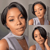 𝓑𝓾𝔂 𝟏 𝓖𝓮𝓽 𝟏𝟏💗Perruque Pixie Cut 13x4 Dentelle Frontale Noir Lisse+13x1 Dentelle Bouclé Noir Pixie