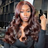 Brillante Glueless Couleur Brun Foncé Rougeâtre 13x4 Perruque Sans Colle Body Wave Casquette À Cordon Flexi-Fit