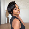 Perruque Full Lace Pixie Asymétrique Noir 613 Blonde Style Side Part Entièrement En Dentelle