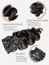 9 Pièces Body Wave Extensions De Cheveux à Clipser Noir En Cheveux Naturels 125g