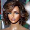 Glueless Couleur Highlight Brun Bob Wear Go 5x5 Perruque Sans Colle Rétro Ondulé