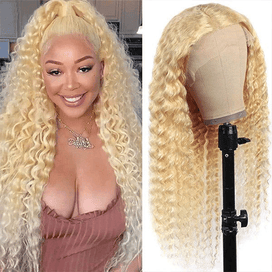 🔥𝟔𝟐% 𝐎𝐅𝐅 Perruque 13x6 Frontale Dentelle Couleur #613 Blonde Curly Wave Bouclé (Derniers 3)