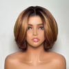 Chic Et Naturel Glueless Couches Couleur Highlight Bob 4x4 Perruque Sans Colle Ondulé 250% Densité