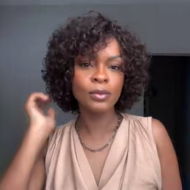 Carré Ondulé 4x4 Sans Colle Look Rétro avec Frange Cheveux Humains