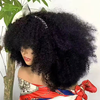 Glueless Style Brésilien Afro Kinky Curly Bob Perruque Sans Colle Avec Frange 350% Densité