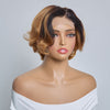 4x4 Légèrement Ondulé Raie Sur Le Côté Glueless Sans Colle Perruque Short Bob Wavy