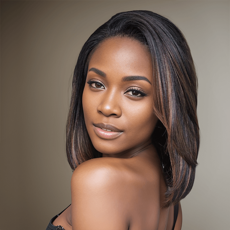 Sans Compétences Requises Glueless Couleur Highlight 9x6 Perruque Bob Sans Colle Lisse