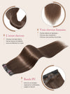9 Pièces Extensions De Cheveux à Clipser Brun Foncé En Cheveux Naturels 125 g