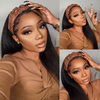 Adapté Aux Débutants Glueless Bandeau Yaki Straight Perruque Cheveux Humains