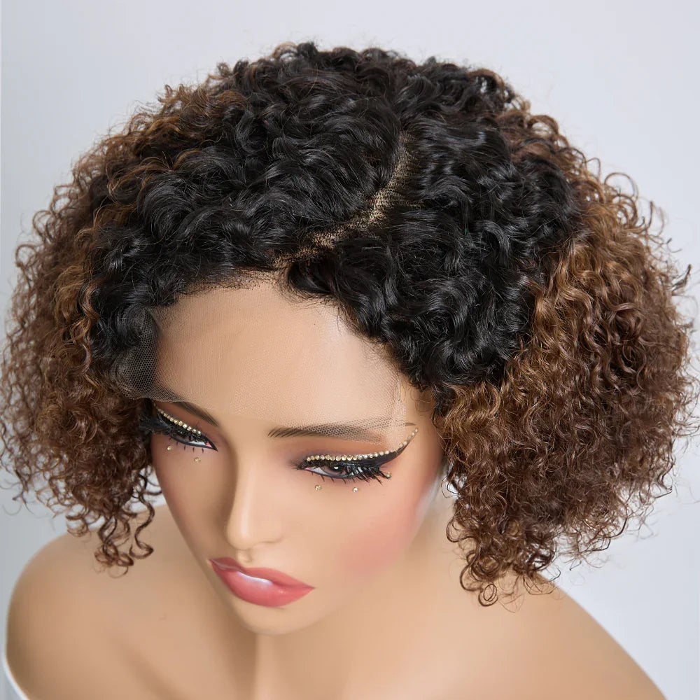 5x5 Glueless Volume de la Racine aux Pointes Bob Court Bouclé 8
