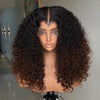 Glueless Rebondissement Bouclé Couleur Brun Cuivré Ombré 5x5 Perruque Sans Colle 300% Densité
