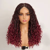 Perruque Tressée Bohème Couleur Ombre 99J En Dentelle Intégrale Avec Cheveux Bébé Synthétique 300% Densité