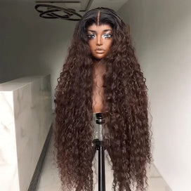 𝑩𝒖𝒚 1 𝑮𝒆𝒕 1 𝑭𝒓𝒆𝒆💥Glueless Rebondissement Bouclé Couleur Ombre Brun 5x5 Perruque Sans Colle 300% Densité