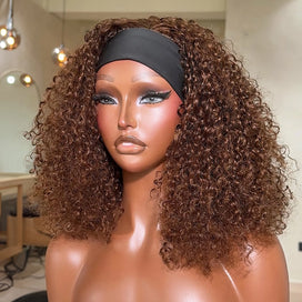 Pose Facile & Rapide Perruque Bandeau Marron Châtain Boucles Volumineuses Sans Colle