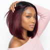 𝑩𝒖𝒚 1 𝑮𝒆𝒕 1 𝑭𝒓𝒆𝒆💥Les 3 derniers Glueless Couche Rouge Foncé Coupe Émoussée Bob 13x4 Perruque Sans Colle Lisse