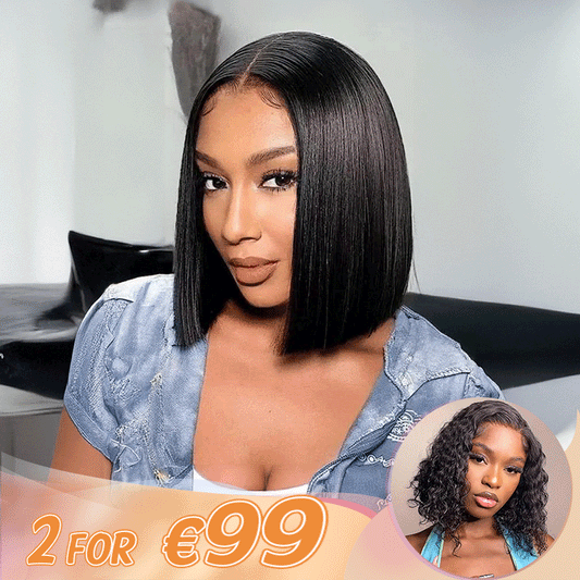 2 𝑭𝑶𝑹 €99🔥 Perruque Bob Bandeau Cool Pour Débutants Pour L'Été Cheveux Humains Vierges