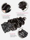9 Pièces Body Wave Extensions De Cheveux à Clipser Noir En Cheveux Naturels 125g