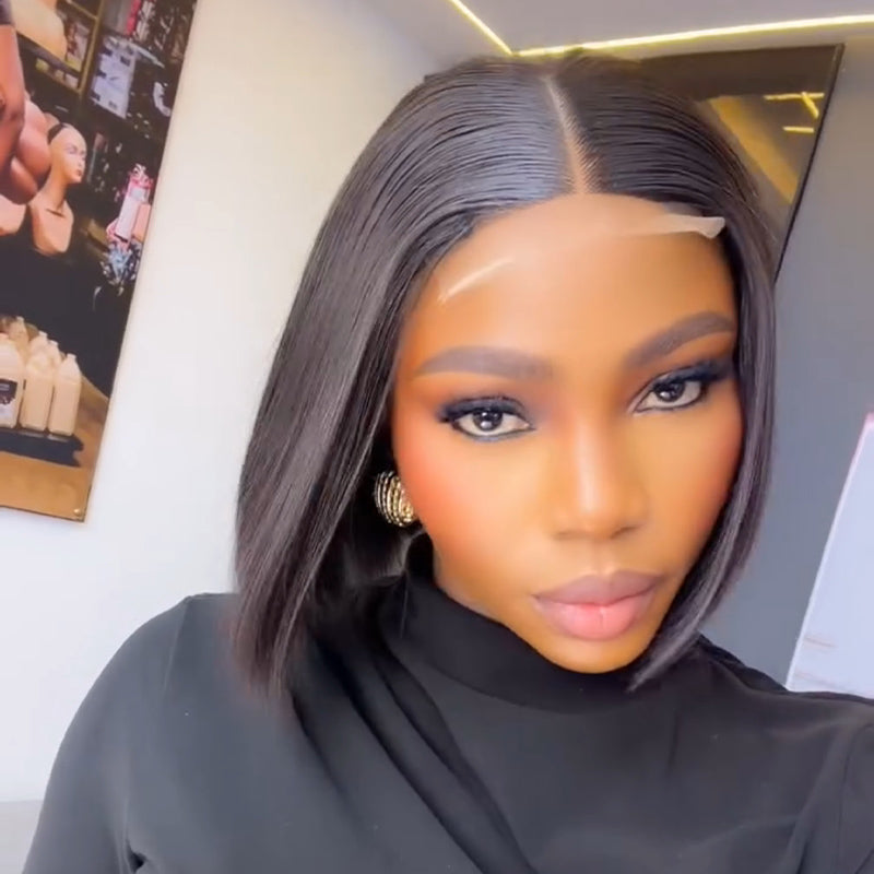Bob Ultra Court Lisse Style Boss Glueless Perruque Prête à Poser