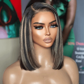 L'Élégance Sans Effort Glueless Couleur Highlight 7x4 Nœuds Blanchis Capuchon Réglable Perruque Sans Colle