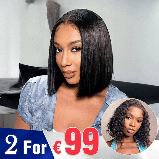 2 𝑭𝑶𝑹 €99🔥 Perruque Bob Bandeau Cool Pour Débutants Pour L'Été Cheveux Humains Vierges