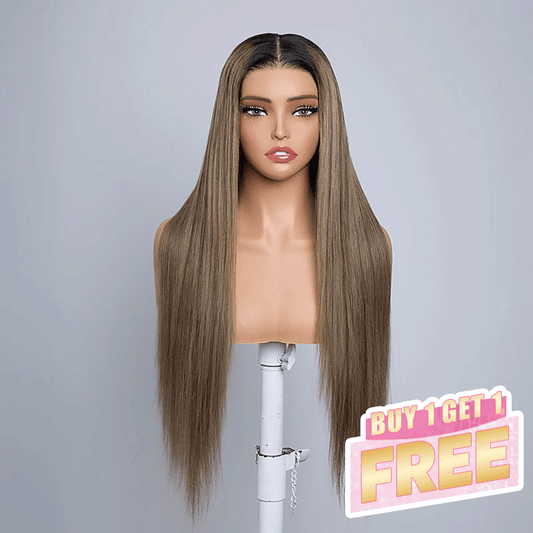 𝑩𝒖𝒚 1 𝑮𝒆𝒕 1 𝑭𝒓𝒆𝒆💥Chic Parisien Glueless 13x4 Ombre Highlight Perruque Sans Colle Lisse 250% Densité
