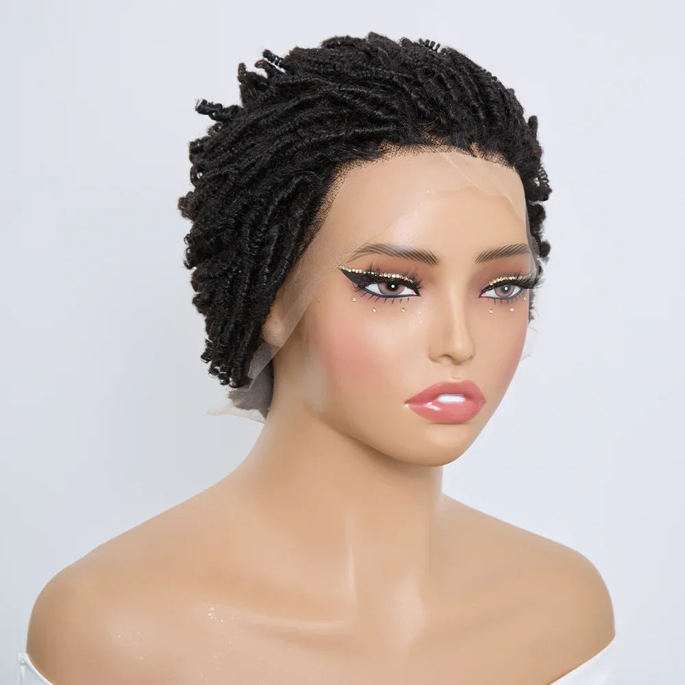 Chic Perruque 4/30 Afro Kinky Curly Noir 13x4 Lace Cheveux Courts Bouclés Portez Et Partez