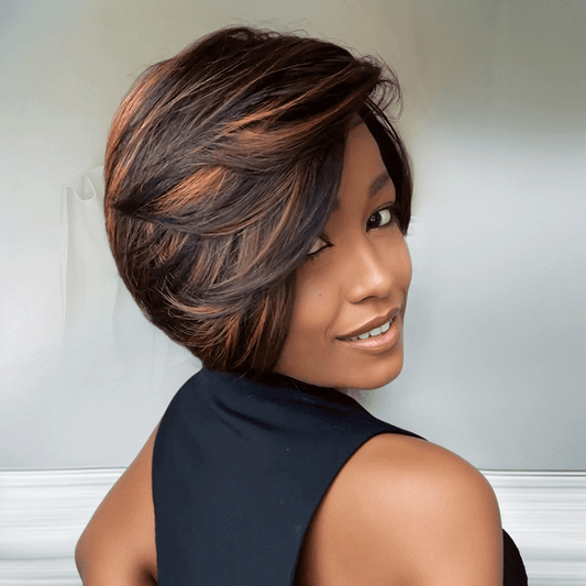 Glueless Tendance Couleur Highlight 7x4 Perruque Bob Sans Colle Lisse