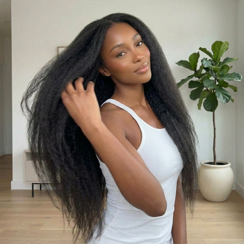 𝐏𝐫𝐞̂𝐭 𝐞𝐧 𝟐𝟒𝐡⚡Densité de 300 % Perruque 6X6 HD brésilienne cheveux humains Kinky Straight Lisse devant dentelle