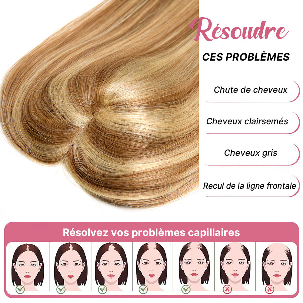 Postiche Top Piece Balayage 8/613 - Dentelle 5x5 - Coupe Dégradée Fluide Hair Topper (Non Perruque)