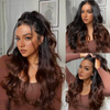 Allure Naturelle Glueless Couleur Ombre Brun 13x4 Perruque Sans Colle Cheveux Humains Body Wave
