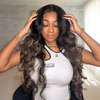 13x4 Glueless Magnifique Couleur Highlights Perruque Sans Colle Vague D'eau Cheveux Humains