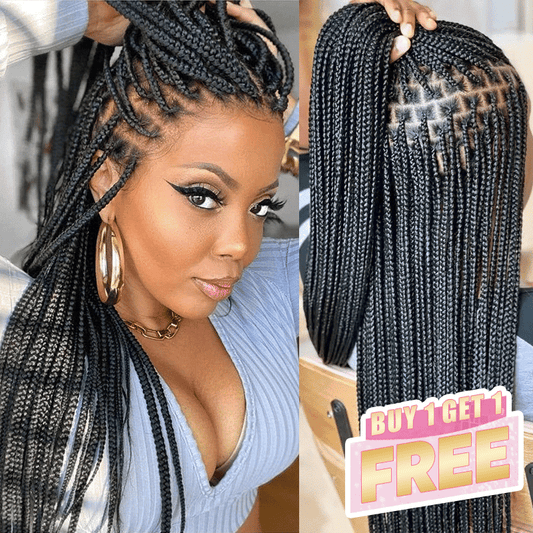 𝑩𝒖𝒚 1 𝑮𝒆𝒕 1 𝑭𝒓𝒆𝒆💥Perruque À Tresses En Boîte En Dentelle Intégrale Cheveux Synthétiques Qualité Supérieure 300% Densité