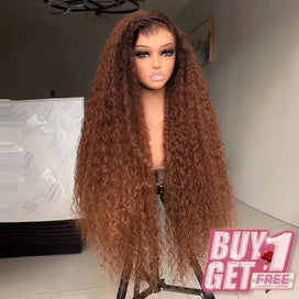 𝑩𝒖𝒚 1 𝑮𝒆𝒕 1 𝑭𝒓𝒆𝒆💥Glueless Rebondissement Bouclé Couleur Brun Cuivré Ombré 7x4 Perruque Sans Colle 300% Densité