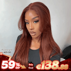 🔥Vente Flash 9x6 Glueless Pré-épilé Brun Rougeâtre Couleur Perruque Sans Colle Lisse