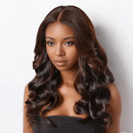 𝐋𝐚𝐬𝐭 𝟐 Glueless Peekaboo Bronze Marron 9x6 Perruque Sans Colle Lâches Body Wave