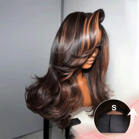 Style Salon Luxueux Glueless Couleur Brun Highlight 7x4 Perruque Sans Colle Body Wave