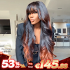 Glueless Sans Nœuds Couleur Highlight 4x4 Perruque Sans Colle Body Wave Avec Frange 250% Densité
