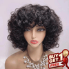𝑩𝒖𝒚 1 𝑮𝒆𝒕 1 𝑭𝒓𝒆𝒆💥 Glueless 3 Couleur Stylisé Boucles Rebondies 99j/Highligh Marron Bob Perruque Sans Colle