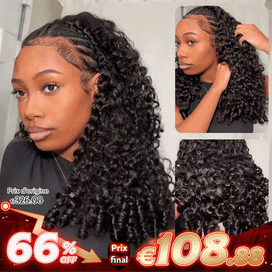 🔥4 In 1 Half Wig Adapté Aux Débutants Bouclée Birmane Demi-Perruque À Cordon Serrage Flexi-Fit 250% Densité